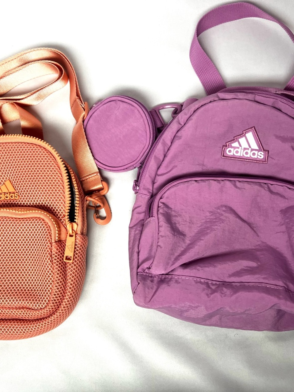 Adidas Lilac Mini Backpack + Peach Crossbody Bag Bundle